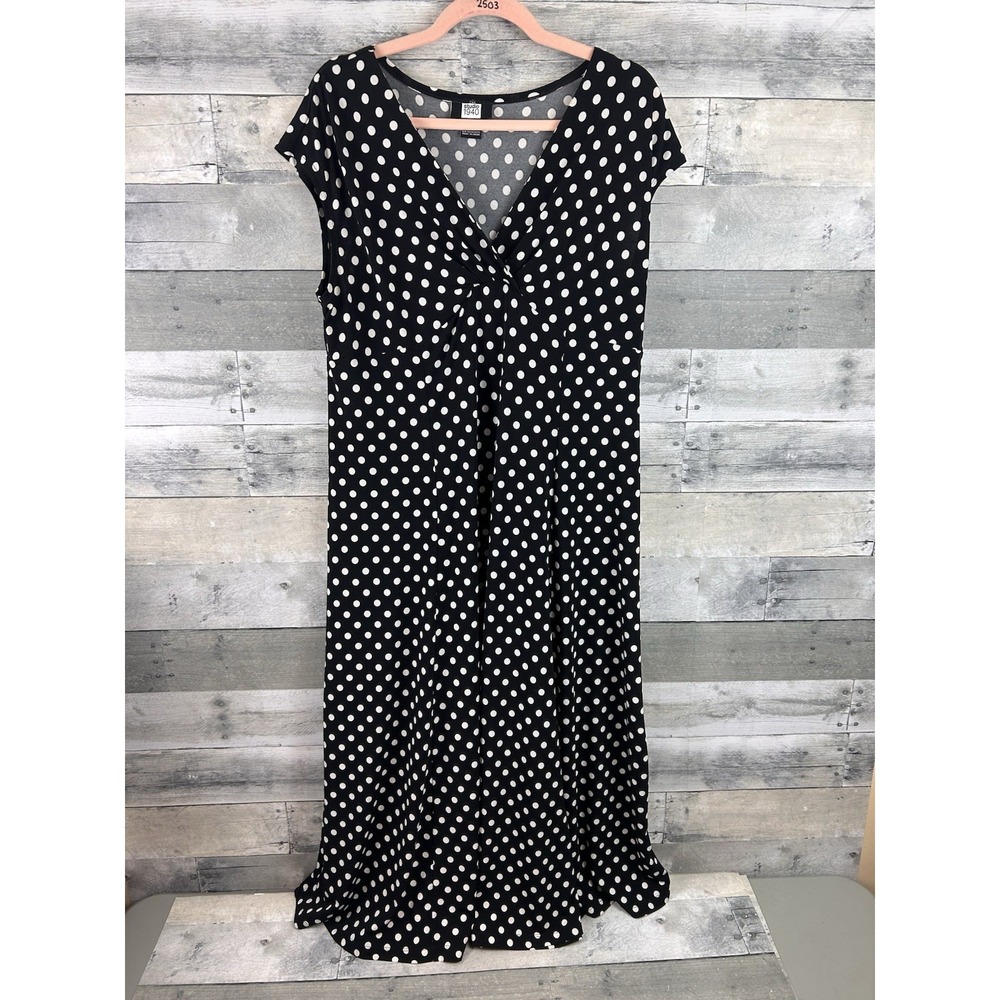 Studio 1940 XL Black & White Polka Dot Sleeveless Maxi Dress